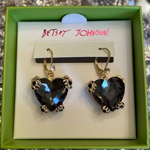 Betsey Johnson Heart Gem Panther earrings